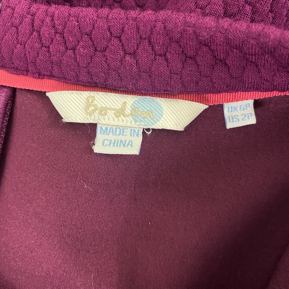 Boden Textured Quilted Knit Shift Dress 2P Plum Purple Pockets Mod Preppy Work - Picture 4 of 6